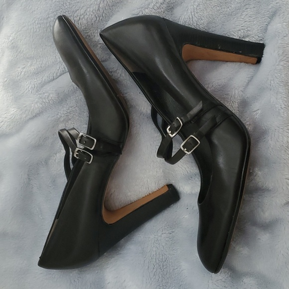 Mia Spiga black Mary Jane heels double strap - Picture 1 of 4